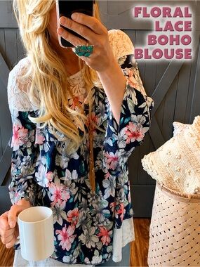 Floral Lace Boho Blouse